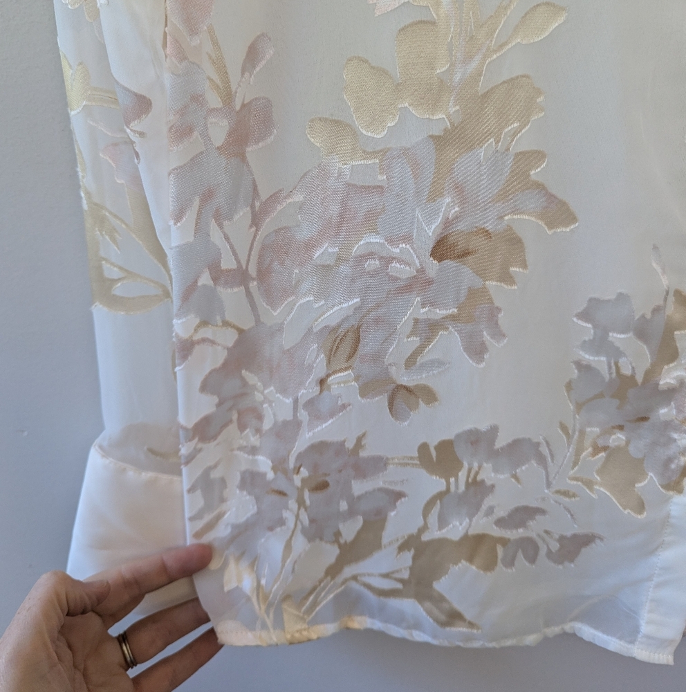 Autres Filles Cream Floral Burnout Button-up Blouse Whimsigoth - Picture 14 of 15